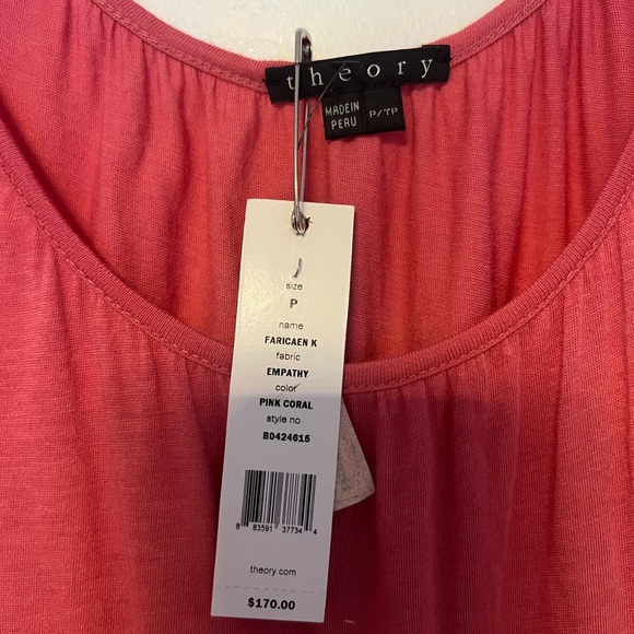 Theory Faricaem K Women’s Pink Coral Sleeveless Flowy Tunic Dress SzP Airy - Picture 4 of 11